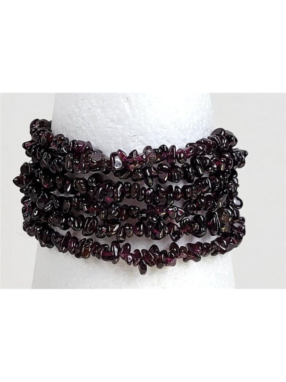 Vintage Natural Garnet Chip Bead Multi Strand Bracelet Sterling Silver 7.5 in - Picture 2 of 10